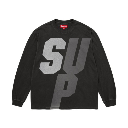 1:1 quality version Reflective Letter Washed Loose Crew Neck Long Sleeve T-Shirt 29533444