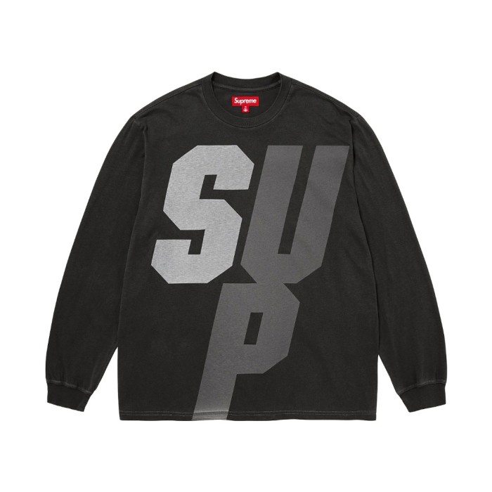 1:1 quality version Reflective Letter Washed Loose Crew Neck Long Sleeve T-Shirt 29533444