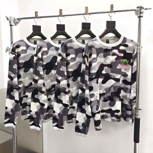 1:1 quality version White Grey Black Camouflage Mesh Waffle Long Sleeve Tee 29533002