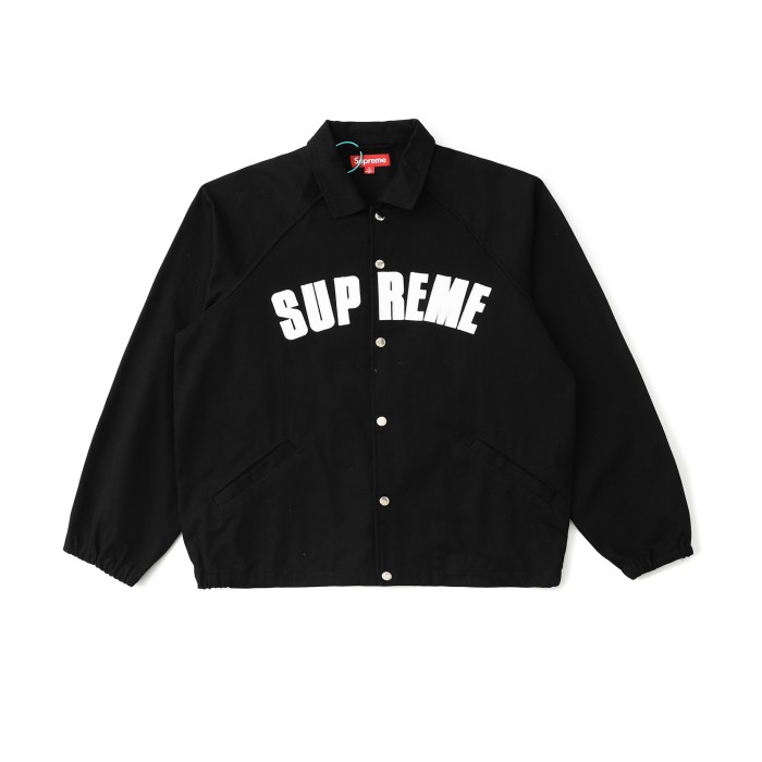Wash Denim Point Collar Chest Applique Large Letter Snap Coach Jacket 3 colors 29533425