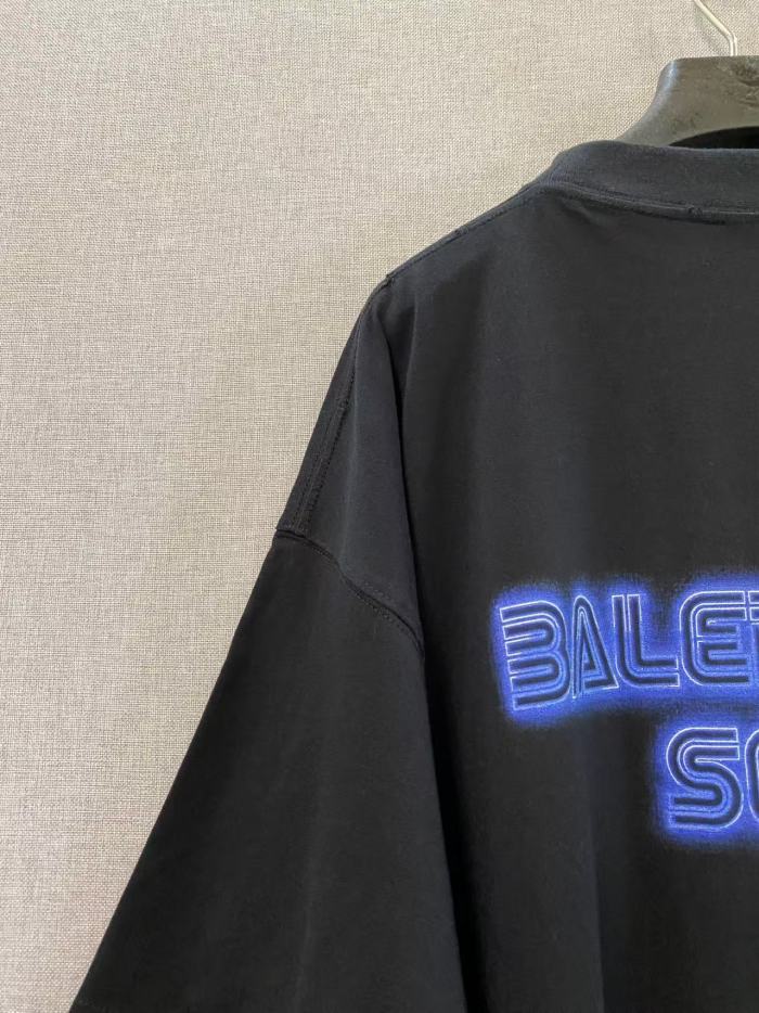 1:1 quality version Front Sonic Game Print Back Neon Letter Oversized Tee 29533350