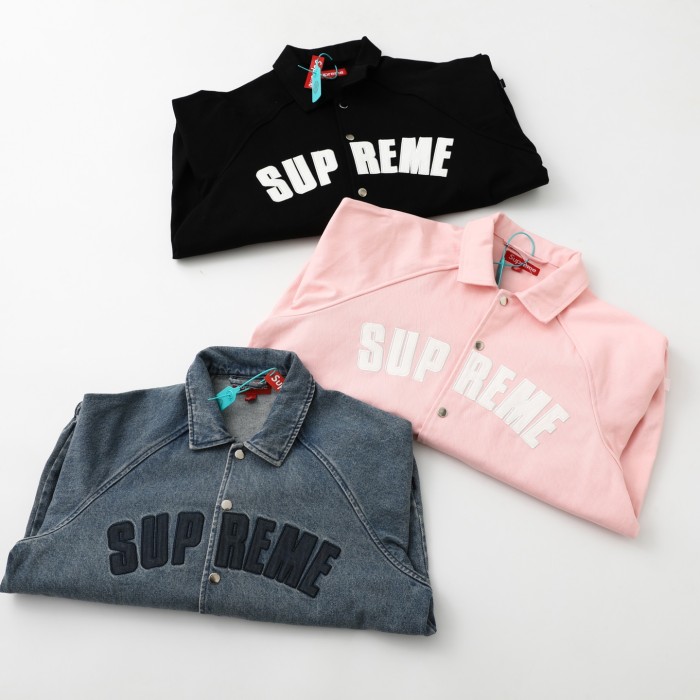 Wash Denim Point Collar Chest Applique Large Letter Snap Coach Jacket 3 colors 29533425
