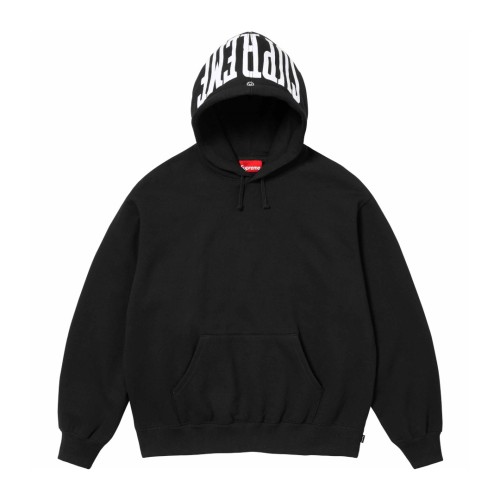 Curved Hood Brim Large Letter Print Fleece Hoodie 3 colors 29533404