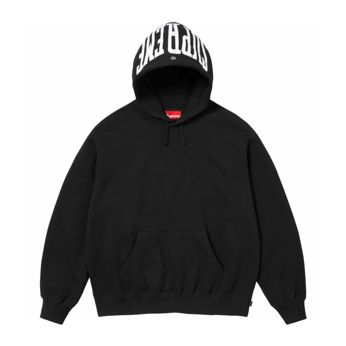 Curved Hood Brim Large Letter Print Fleece Hoodie 3 colors 29533404