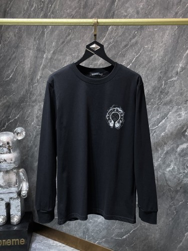 Horseshoe Sanskrit Cross Heavy Embroidery Long Sleeve Tee 2 colors 29533467
