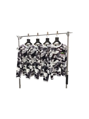 1:1 quality version White Grey Black Camouflage Mesh Waffle Long Sleeve Tee 29533002