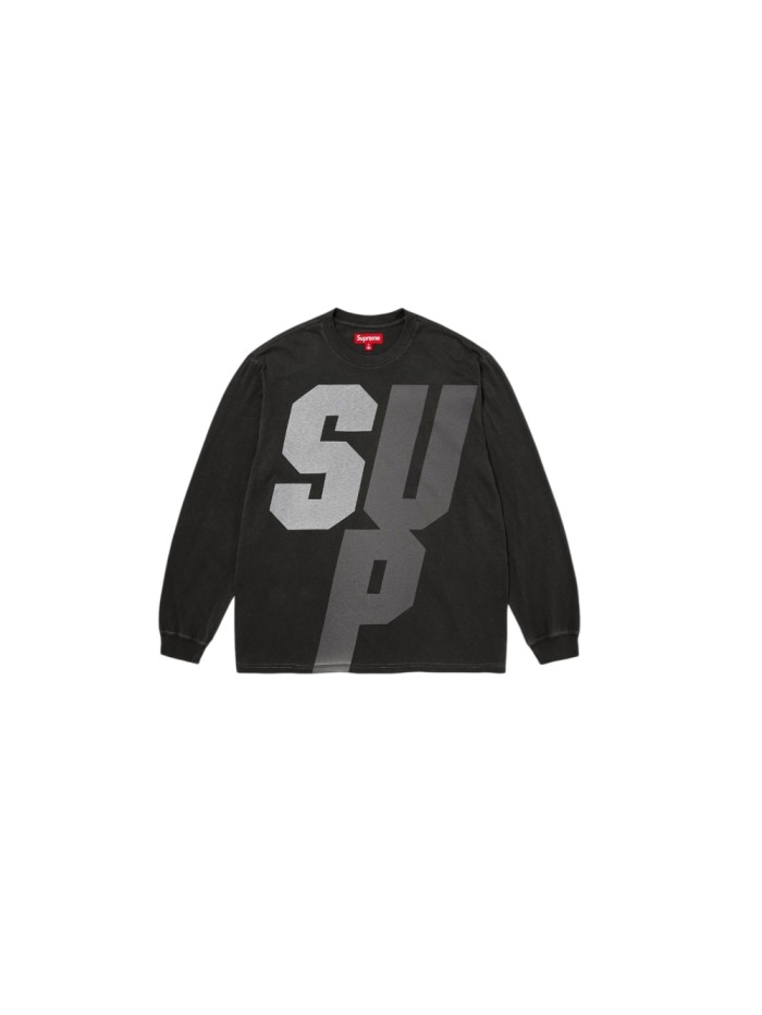 1:1 quality version Reflective Letter Washed Loose Crew Neck Long Sleeve T-Shirt 29533444