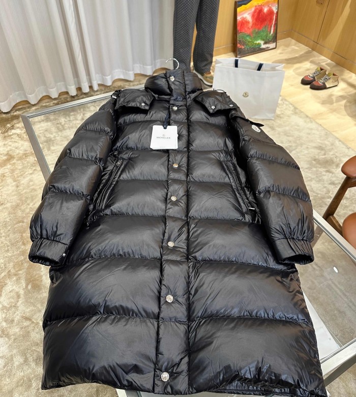 1:1 quality version Stand Collar Detachable Hood Shiny Long Unisex Down Jacket 29535624