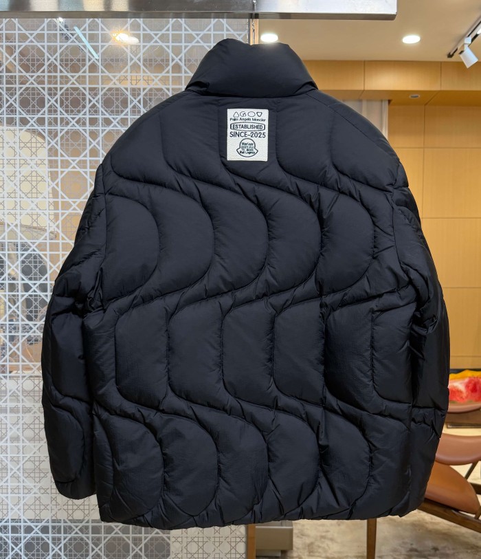 1:1 quality version Palm Tree Embroidery Badge Wave Quilted Stand Collar Down Jacket 2 colors 29535404