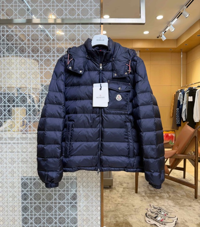 1:1 quality version Shiny Nylon Pocket Logo Detachable Hooded Down Jacket 4 colors 29535440