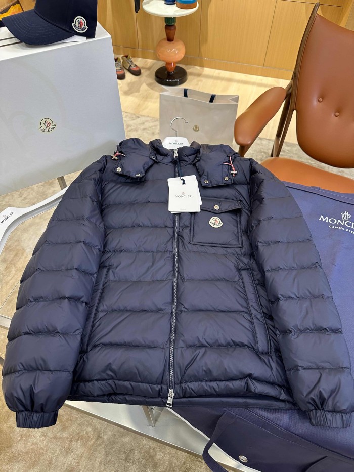 1:1 quality version Shiny Nylon Pocket Logo Detachable Hooded Down Jacket 4 colors 29535440