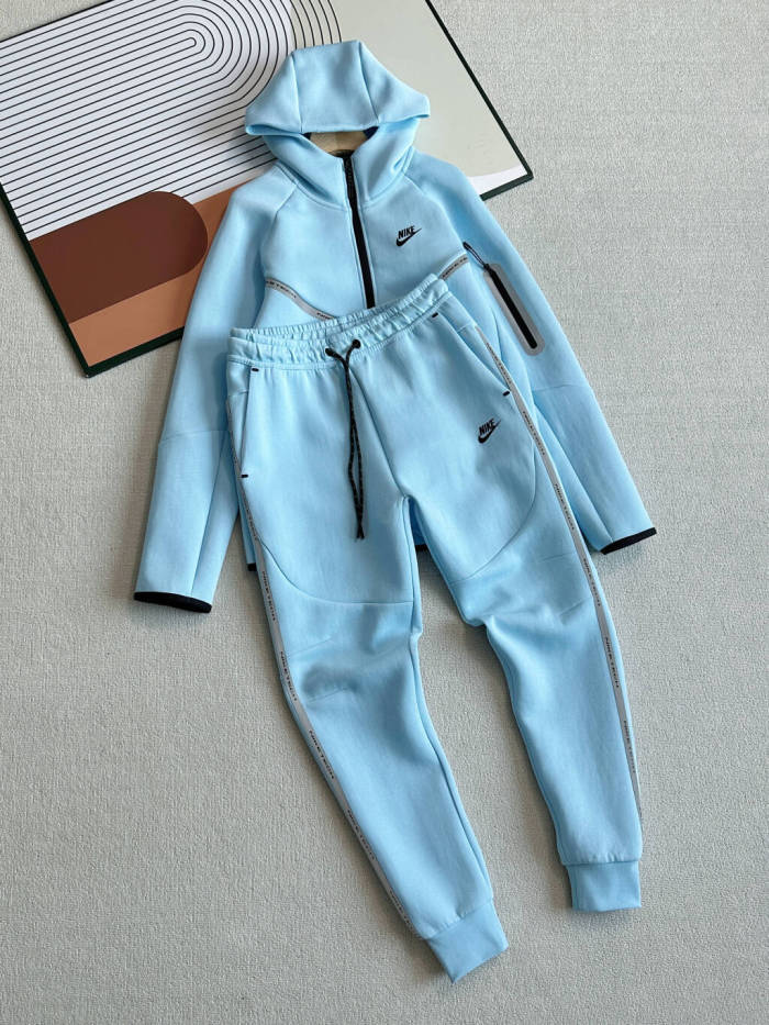 Reflective Stripe With Letter Simple Casual Knit Tracksuit Hoodie & Pants Set 3 colors 29542589