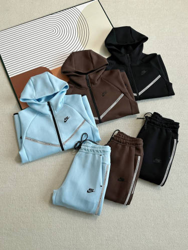 Reflective Stripe With Letter Simple Casual Knit Tracksuit Hoodie & Pants Set 3 colors 29542589