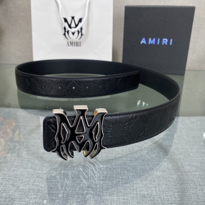 1:1 quality version Embossed Leather MA Thorn Logo Buckle Belt 2 colors【Width 3.8 cm】29543351