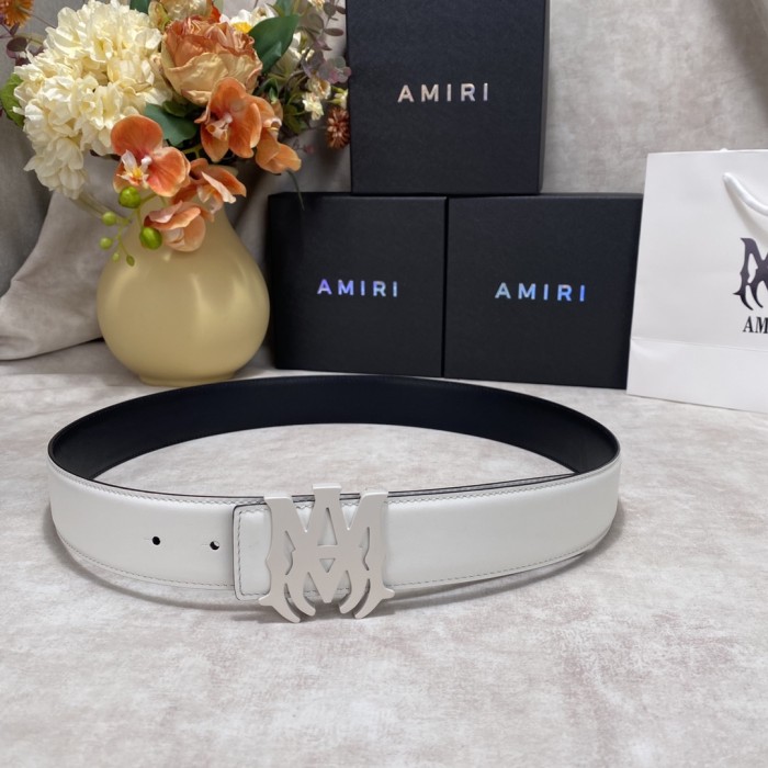 1:1 quality version Smooth Leather Silver MA Thorn Logo Buckle Belt 2 colors【Width 3.8 cm】29543555