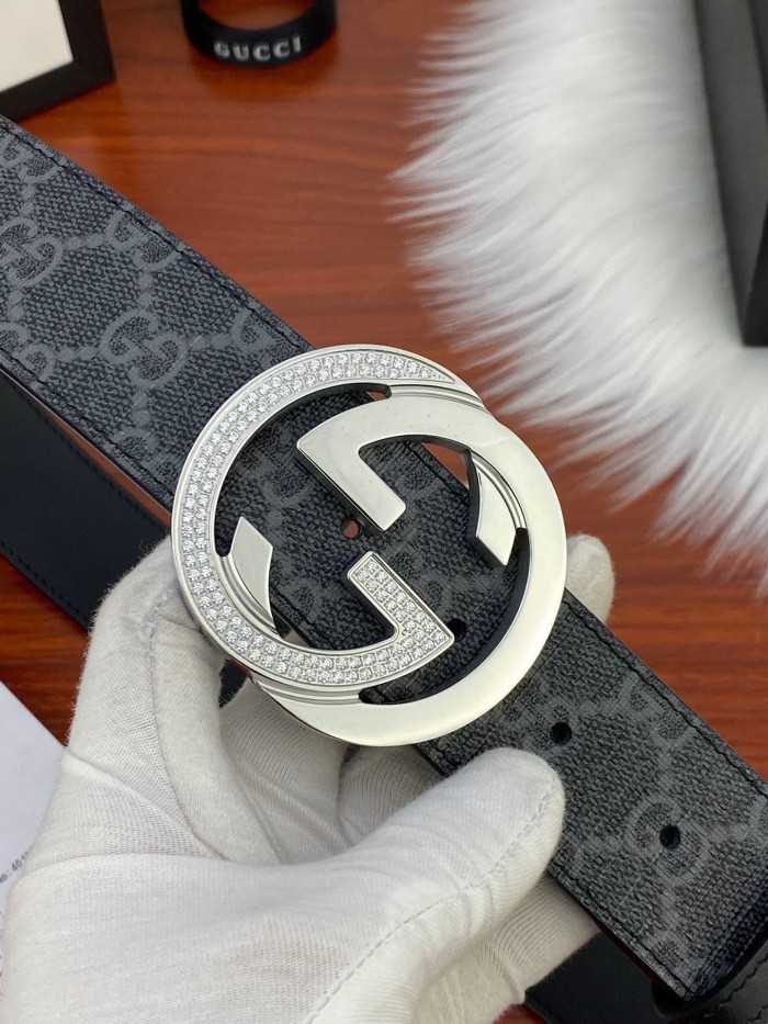 1:1 quality version Monogram Crystal Interlocking G Buckle Reversible Belt【Width 3.8cm】2 colors 29543321