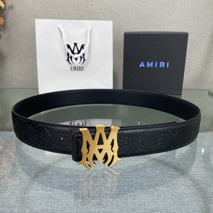 1:1 quality version Embossed Leather MA Thorn Logo Buckle Belt 2 colors【Width 3.8 cm】29543351