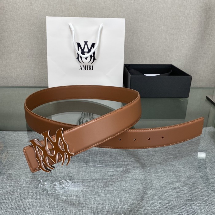1:1 quality version AM Thorn Logo Buckle Smooth Leather Belt 2 colors【Width 3.8 cm】29543190