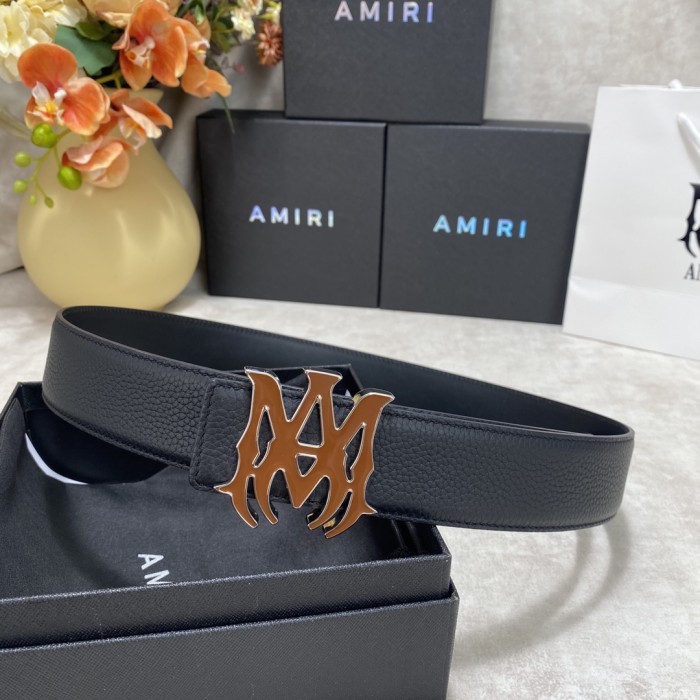 1:1 quality version Pebbled Leather MA Thorn Buckle Mens Belt 2 colors【Width 3.8 cm】29543504