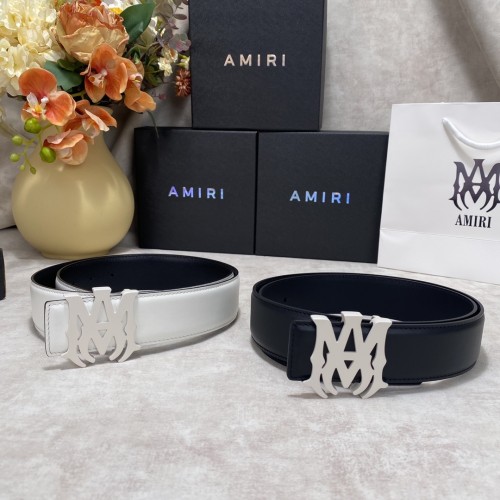 1:1 quality version Smooth Leather Silver MA Thorn Logo Buckle Belt 2 colors【Width 3.8 cm】29543555