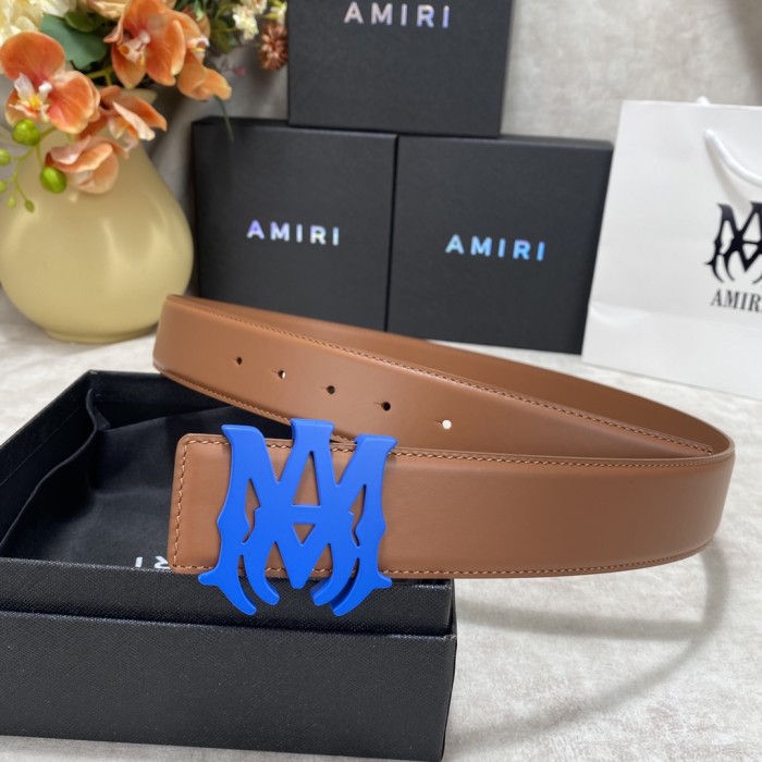 1:1 quality version Pebbled Smooth Leather MA Thorn Logo Buckle Belt 2 colors【Width 3.8 cm】29543488