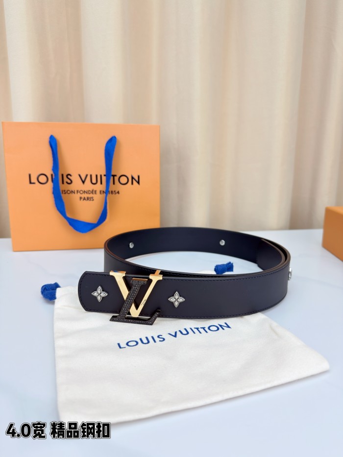 1:1 quality version LV Buckle Monogram Floral Rivet Reversible Belt 【Width 4.0 cm】2 colors 29543315