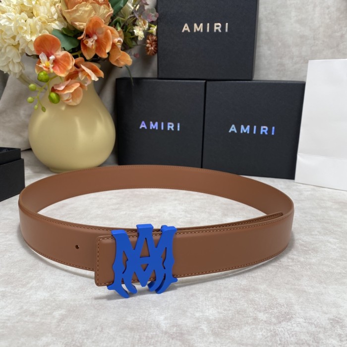 1:1 quality version Pebbled Smooth Leather MA Thorn Logo Buckle Belt 2 colors【Width 3.8 cm】29543488