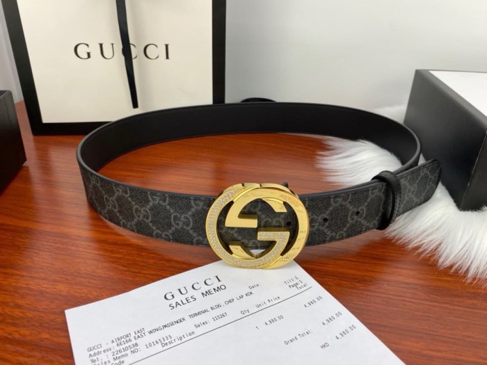1:1 quality version Monogram Crystal Interlocking G Buckle Reversible Belt【Width 3.8cm】2 colors 29543321