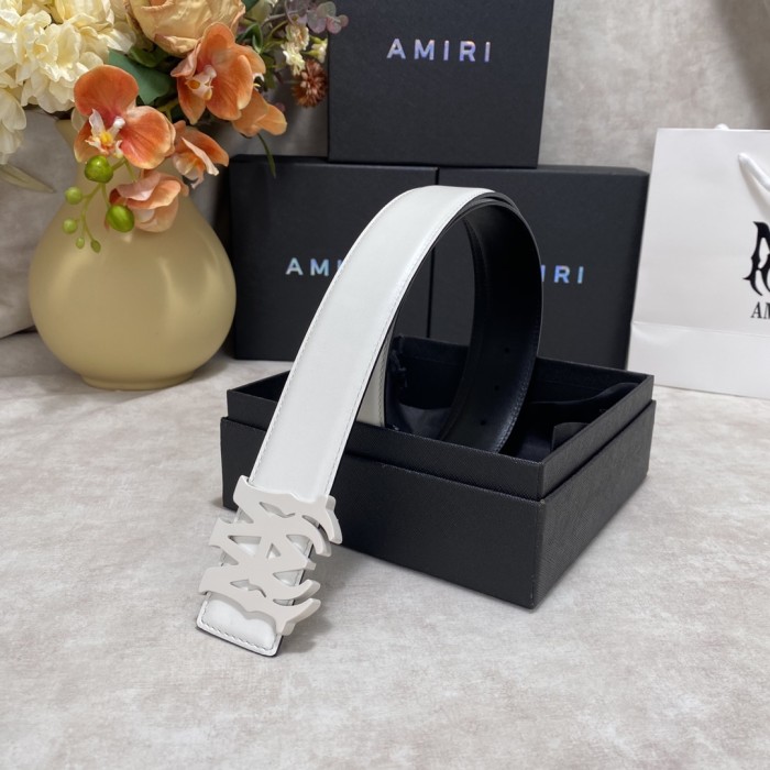 1:1 quality version Smooth Leather Silver MA Thorn Logo Buckle Belt 2 colors【Width 3.8 cm】29543555