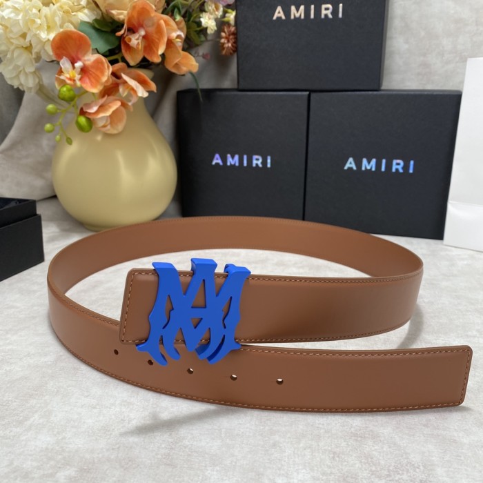 1:1 quality version Pebbled Smooth Leather MA Thorn Logo Buckle Belt 2 colors【Width 3.8 cm】29543488