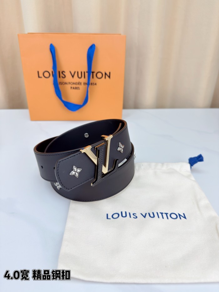 1:1 quality version LV Buckle Monogram Floral Rivet Reversible Belt 【Width 4.0 cm】2 colors 29543315