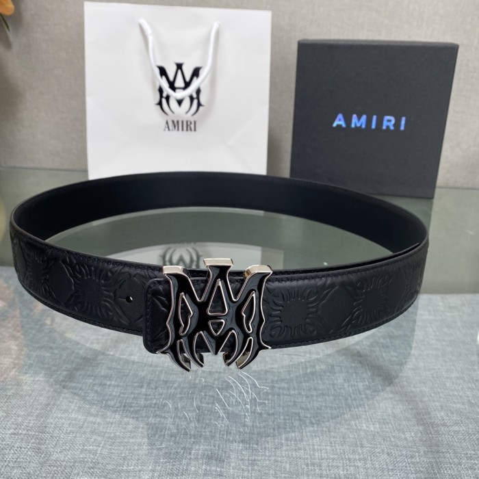 1:1 quality version Embossed Leather MA Thorn Logo Buckle Belt 2 colors【Width 3.8 cm】29543351