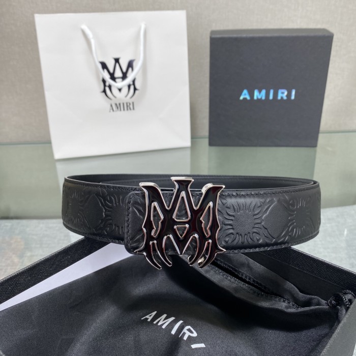 1:1 quality version Embossed Leather MA Thorn Logo Buckle Belt 2 colors【Width 3.8 cm】29543351