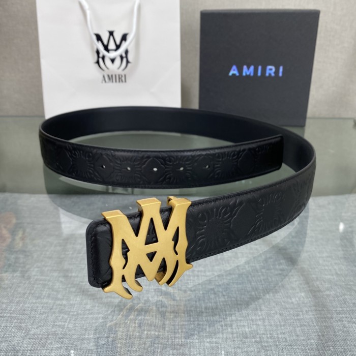 1:1 quality version Embossed Leather MA Thorn Logo Buckle Belt 2 colors【Width 3.8 cm】29543351