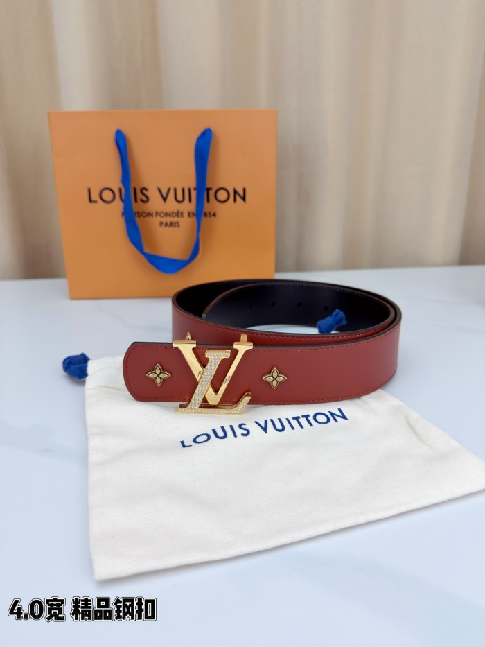 1:1 quality version LV Buckle Monogram Floral Rivet Reversible Belt 【Width 4.0 cm】2 colors 29543315
