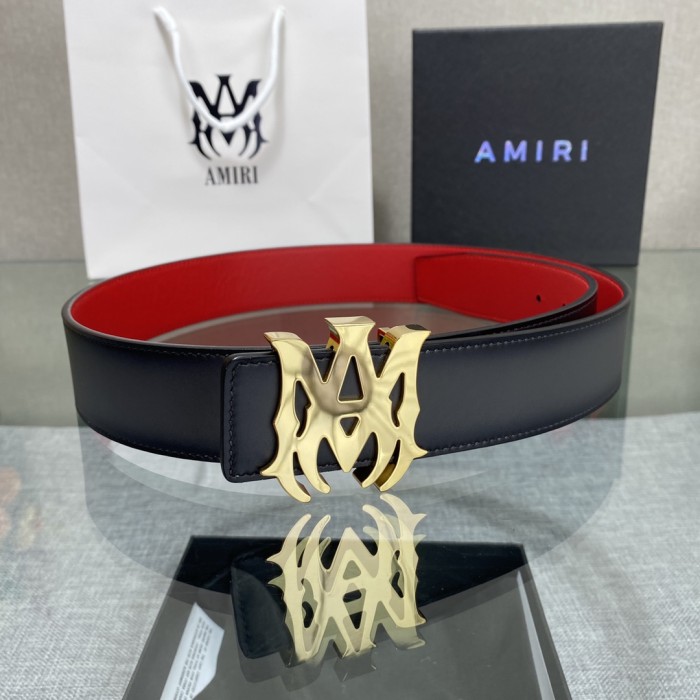 1:1 quality version AMThorn Logo Buckle Red Lining Smooth Leather Belt 2 colors【Width 3.8 cm】29543339