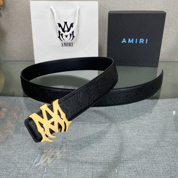 1:1 quality version Embossed Leather MA Thorn Logo Buckle Belt 2 colors【Width 3.8 cm】29543351