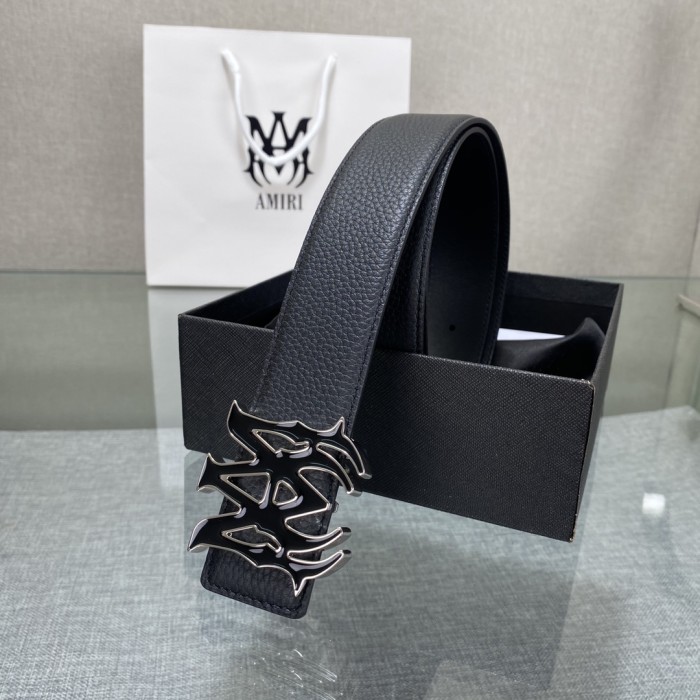 1:1 quality version AM Thorn Logo Buckle Smooth Leather Belt 2 colors【Width 3.8 cm】29543190
