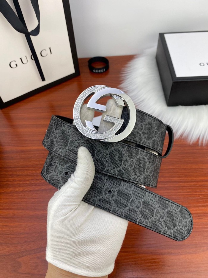 1:1 quality version Monogram Crystal Interlocking G Buckle Reversible Belt【Width 3.8cm】2 colors 29543321