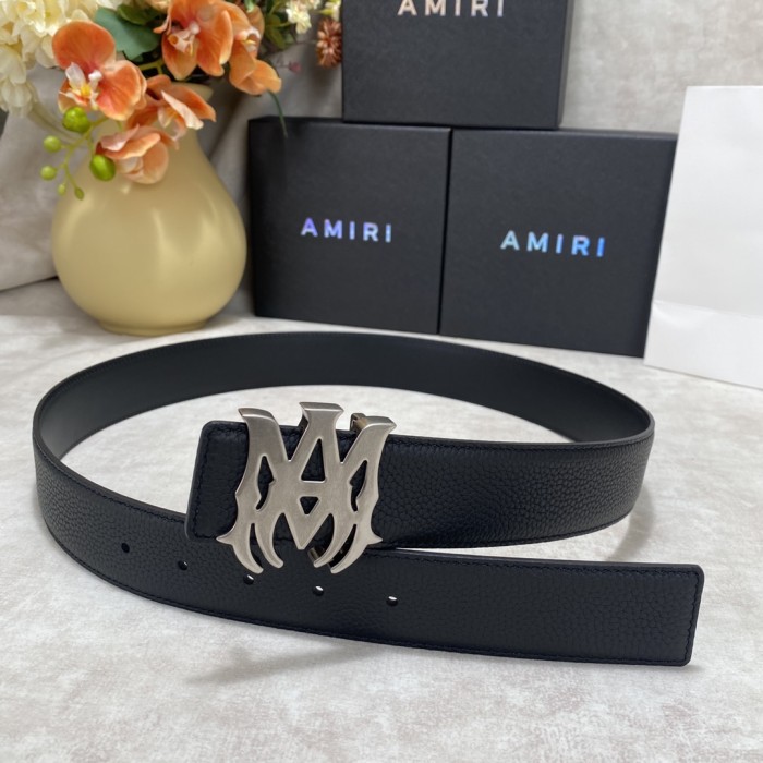 1:1 quality version Pebbled Smooth Leather MA Thorn Logo Buckle Belt 2 colors【Width 3.8 cm】29543488