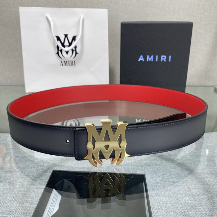 1:1 quality version AMThorn Logo Buckle Red Lining Smooth Leather Belt 2 colors【Width 3.8 cm】29543339