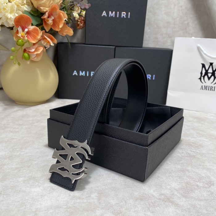 1:1 quality version Pebbled Smooth Leather MA Thorn Logo Buckle Belt 2 colors【Width 3.8 cm】29543488