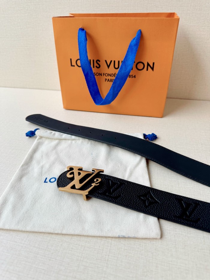 1:1 quality version LV Logo Buckle Strap Litchi Grain Embossed Belt 【Width 4.0 cm】3 colors 29543288
