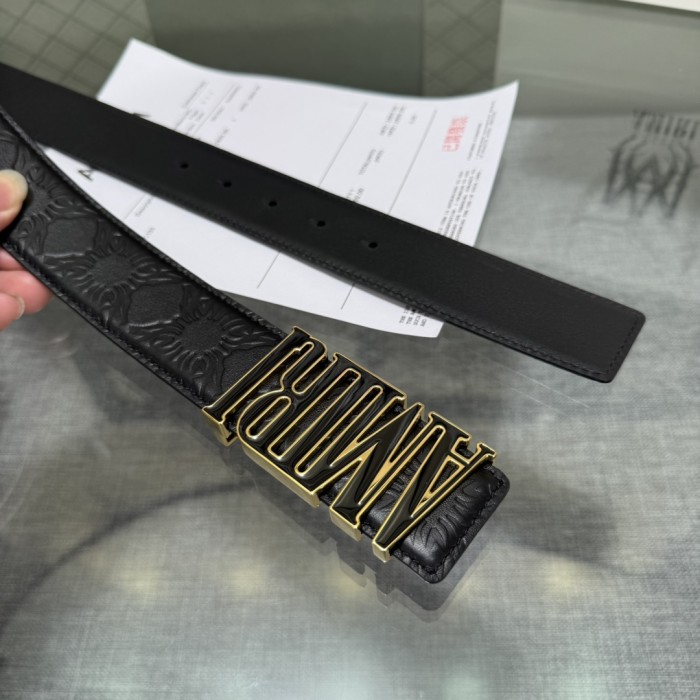 1:1 quality version Sunflower Embossed Leather Enamel Gold Letter Buckle Belt 2 colors【Width 3.8 cm】29543469