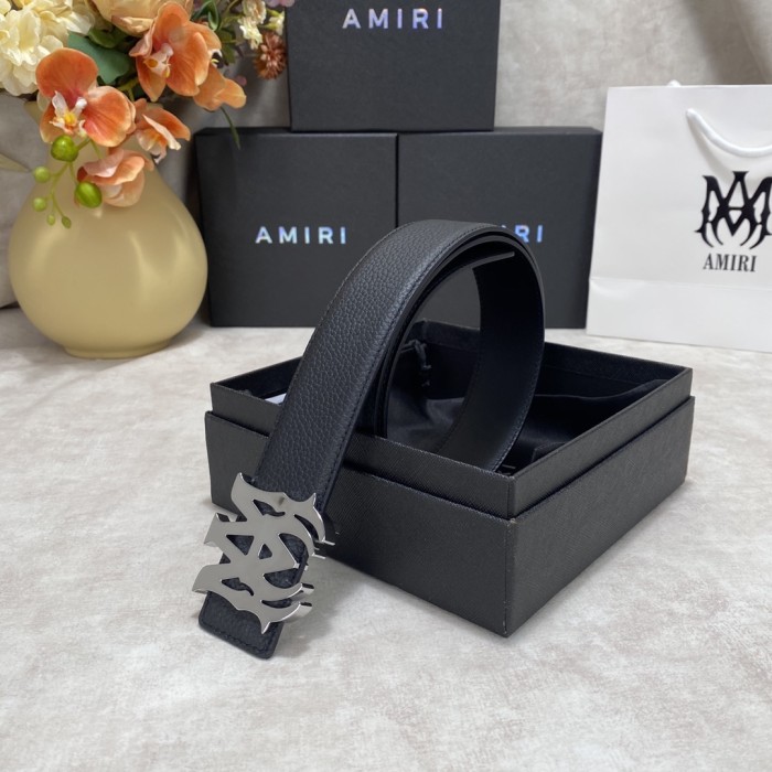 1:1 quality version Pebbled Leather MA Thorn Buckle Mens Belt 2 colors【Width 3.8 cm】29543504