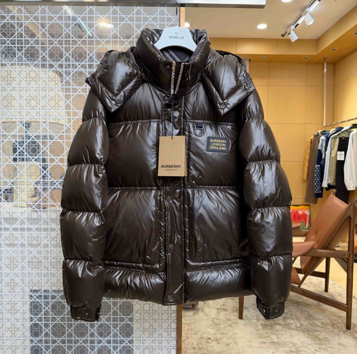 1:1 quality version Woven Label Shiny Hooded Big Square Quilted Down Jacket 2 colors 29547875
