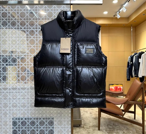 1:1 quality version Logo Stand Collar Spliced Shiny Down Vest 2 colors 29547834