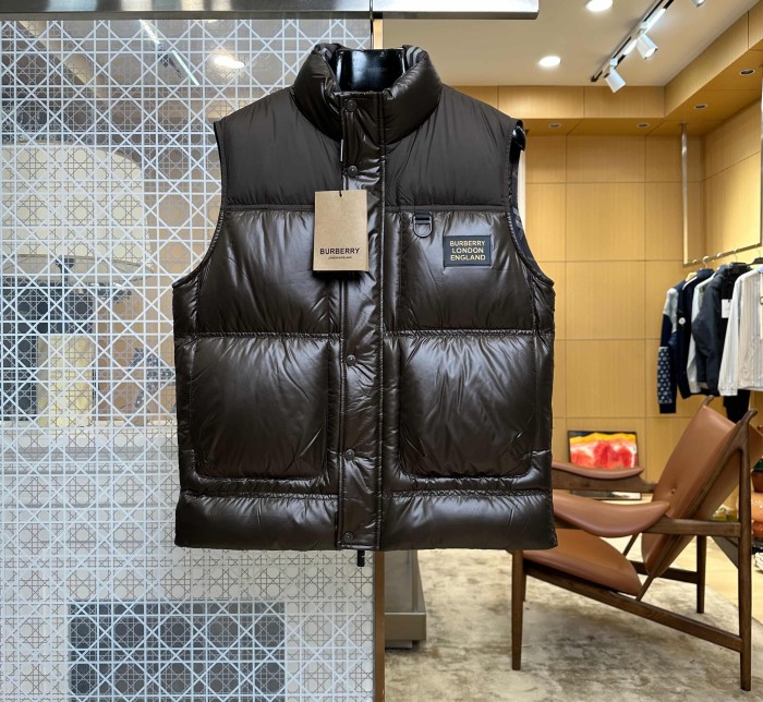 1:1 quality version Logo Stand Collar Spliced Shiny Down Vest 2 colors 29547834
