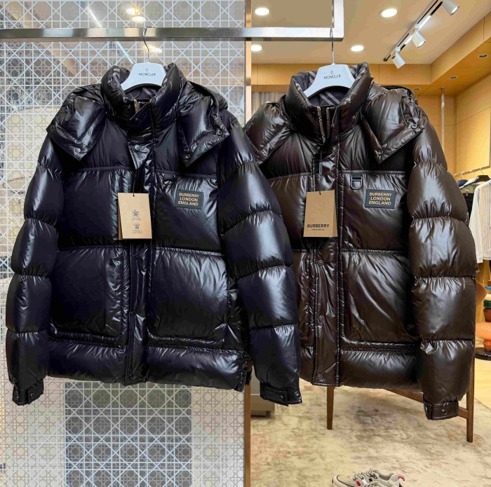 1:1 quality version Woven Label Shiny Hooded Big Square Quilted Down Jacket 2 colors 29547875