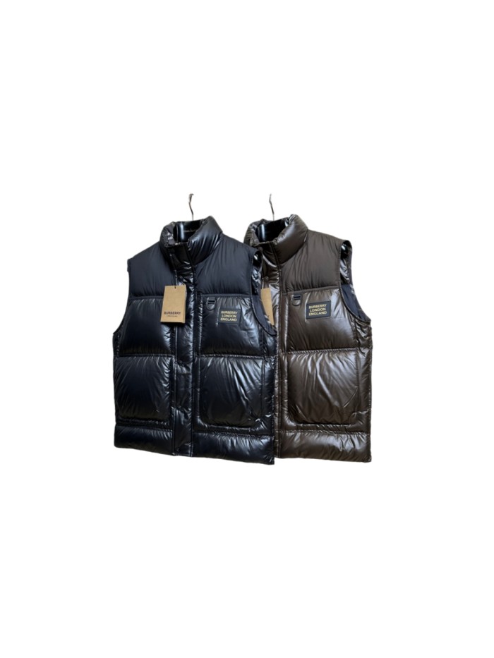 1:1 quality version Logo Stand Collar Spliced Shiny Down Vest 2 colors 29547834